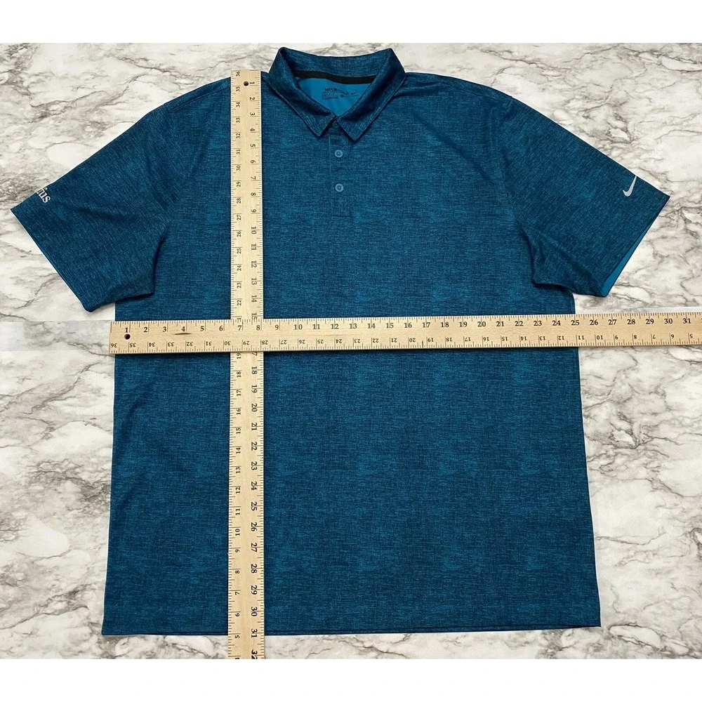 Nike Golf Polo Mens Shirt XL Blue Black‎ Heathered Dri Fit Short Sleeve Dreyfus